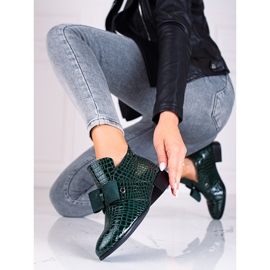 W. Potocki Potocki naisten matalat saappaat litteillä vihreillä koroilla vihreä 1