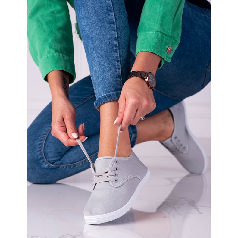 Vaaleat naisten kankaiset tennarit Shelovet harmaa 1