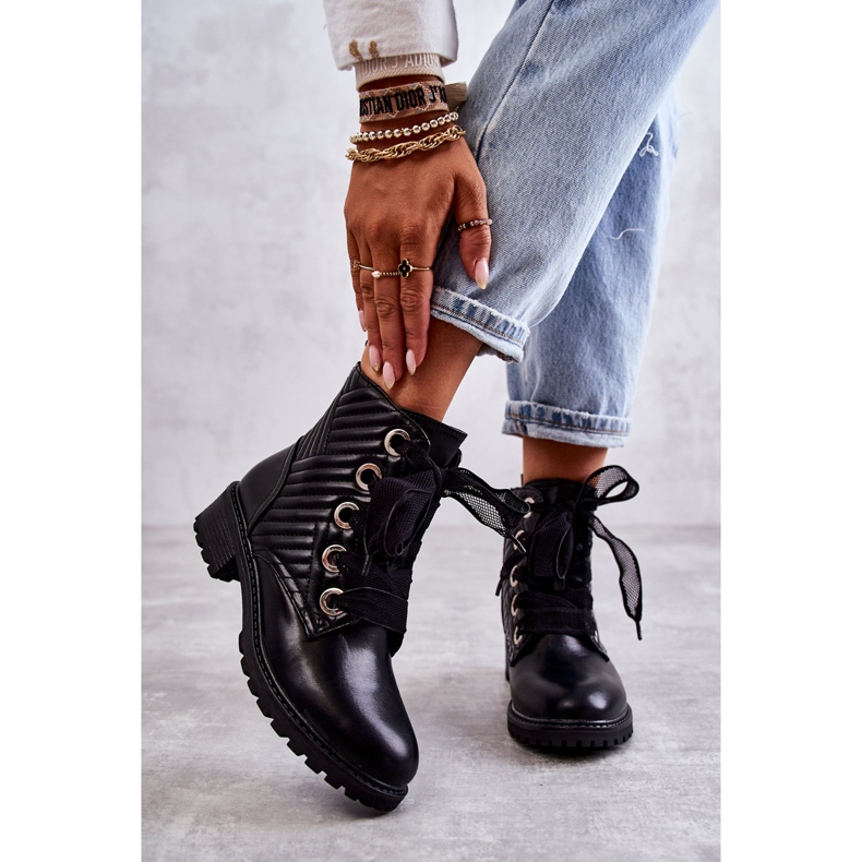 PG1 Mustat Torinon tikatut saappaat lämmityksellä 2