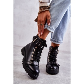 PG1 Mustat Sabine ekologiset nahkasaappaat koristeellisella vyöllä 2