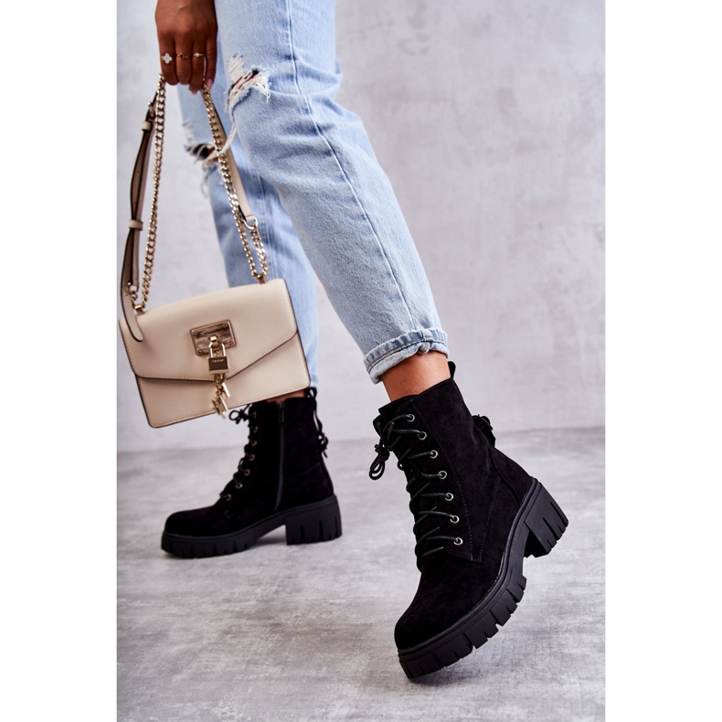 PG1 Naisten mokkanahkaiset lämpimät saappaat vetoketjulla Musta Emilien 2