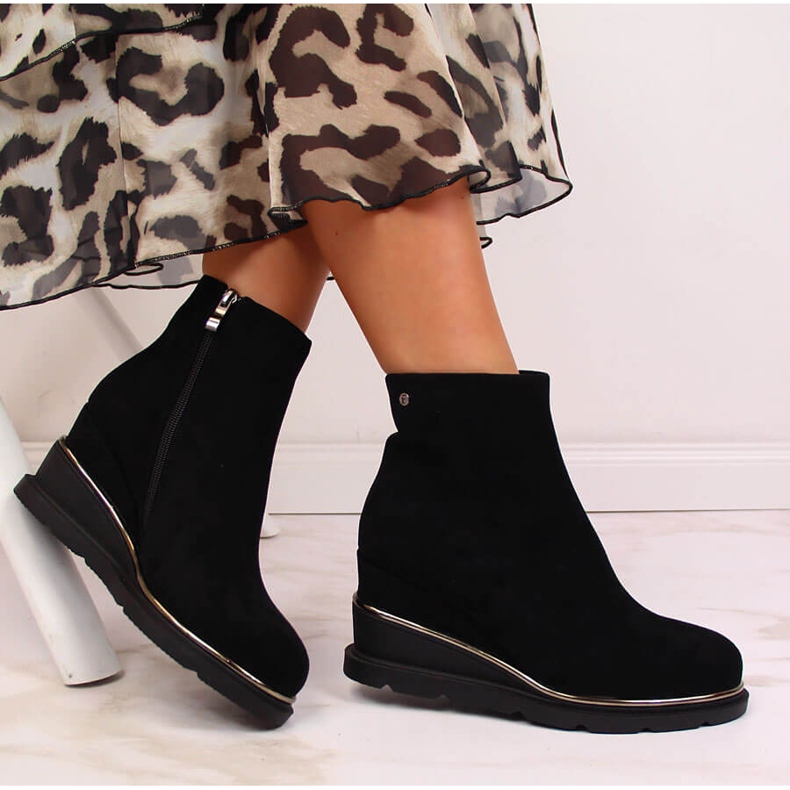 Musta Musta Filippo naisten lämpimät kiilakengät 1