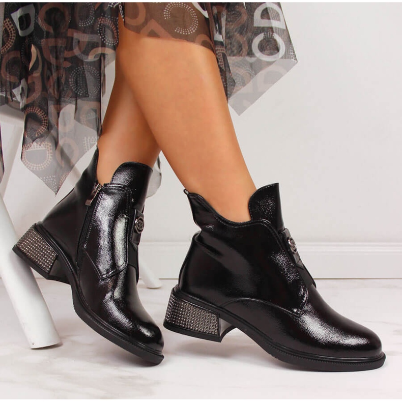 Mustat Filippo naisten saappaat koristepalassa 1