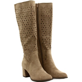 M.Daszyński Harjakattoiset saappaat baarissa Beige SA156-10 2