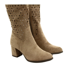 M.Daszyński Harjakattoiset saappaat baarissa Beige SA156-10 4