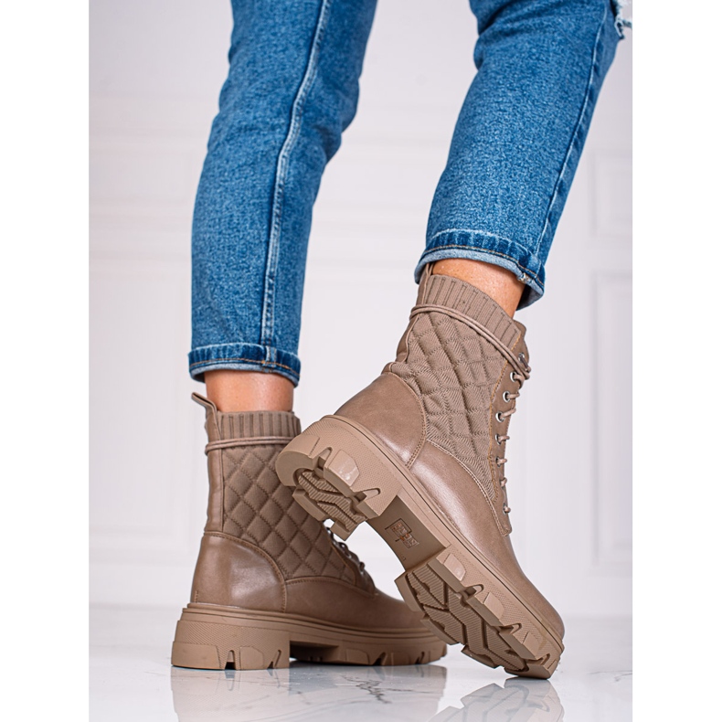 Shelovet naisten nauhalliset tikatut laukut beige ruskea 1