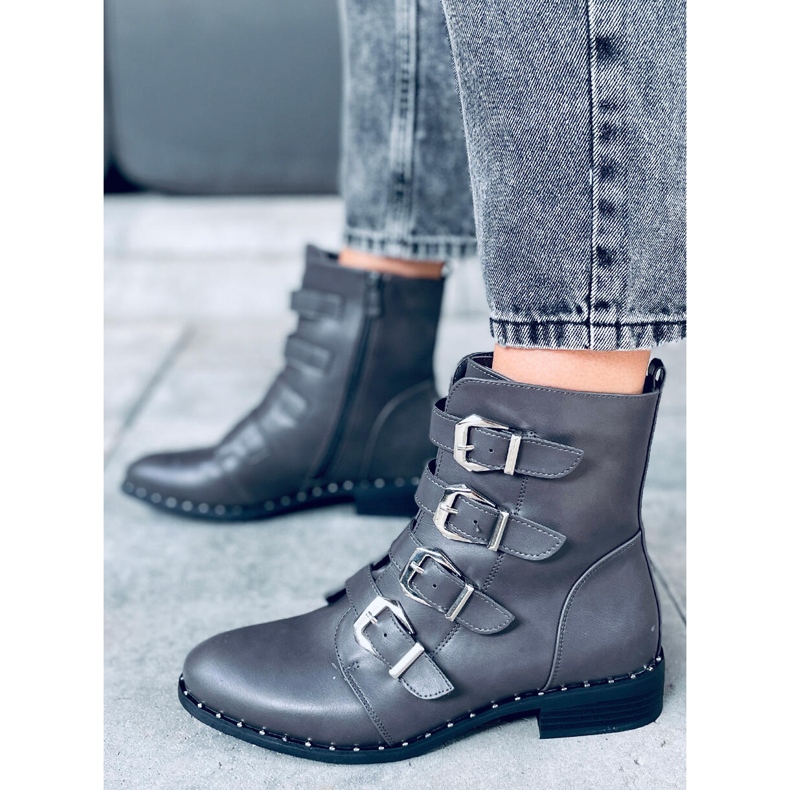 Saappaat, joissa soljet Punto Grey harmaa 1