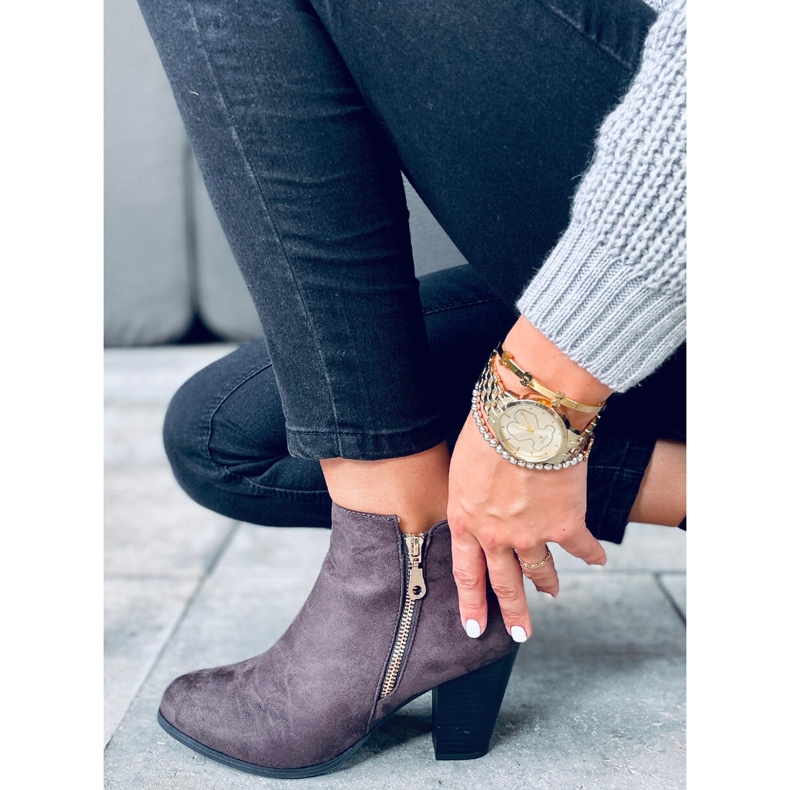 Korkeakorkoiset mokkanahka Antone Grey -saappaat harmaa 2