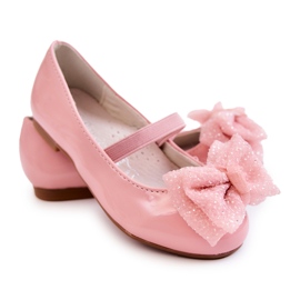 S.Barski Lasten lakatut ballerinat, joissa on rusetti vaaleanpunainen Zolly 3