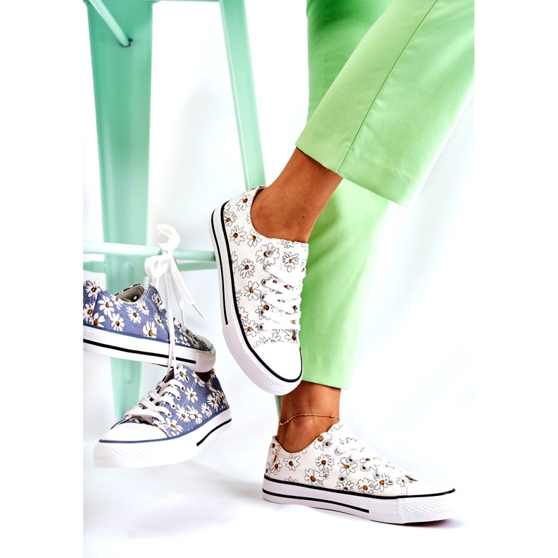 PS1 Naisten matalat tennarit, joissa Janey White Flowers valkoinen 3
