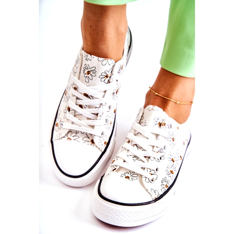 PS1 Naisten matalat tennarit, joissa Janey White Flowers valkoinen 7