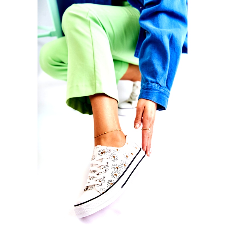 PS1 Naisten matalat tennarit, joissa Janey White Flowers valkoinen 6
