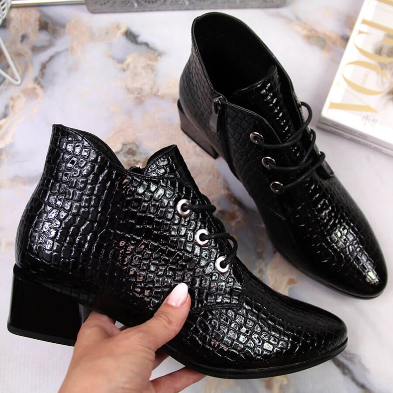 Naisten mustat kiiltonahkaiset Vinceza-saappaat 1