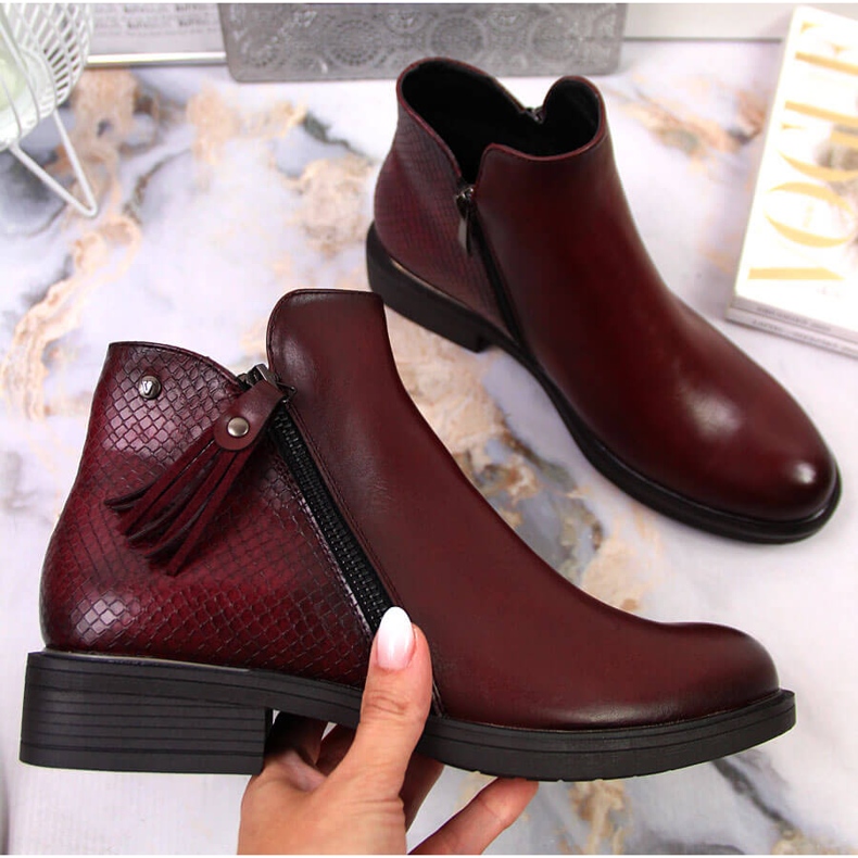 Naisten nilkkurit Jodhpur snake skin Vinceza claret punainen 1