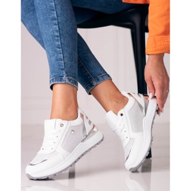 Valkoiset Shelovet naisten urheilukengät glitterillä valkoinen 1