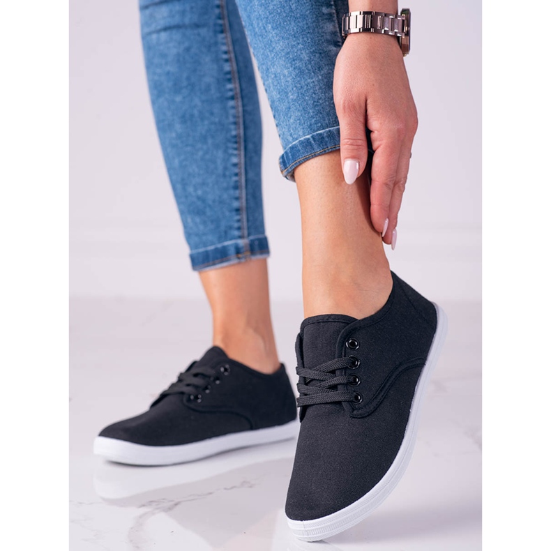 Kevyet naisten Shelovet mustat kangaslenkkarit 1