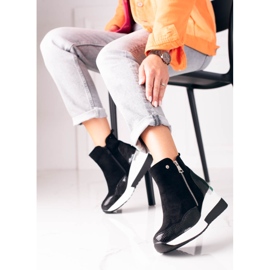 Mustat naisten urheilusaappaat valkoisella kiilalla Shelovet 2