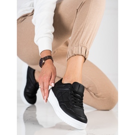 Naisten klassiset urheilulliset Shelovetin mustat ekologiset nahkalenkkarit 2