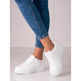 Naisten klassiset urheilulliset Shelovet-lenkkarit ekologisesta nahasta valkoisena valkoinen 2