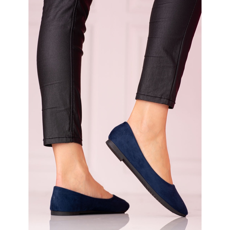 W. Potocki Tummansiniset naisten Potocki-ballerinat ekologisesta mokkanahkasta sininen 1