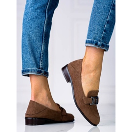 Tyylikkäät naisten mokasiinit Vinceza-ruskealla ketjulla 2