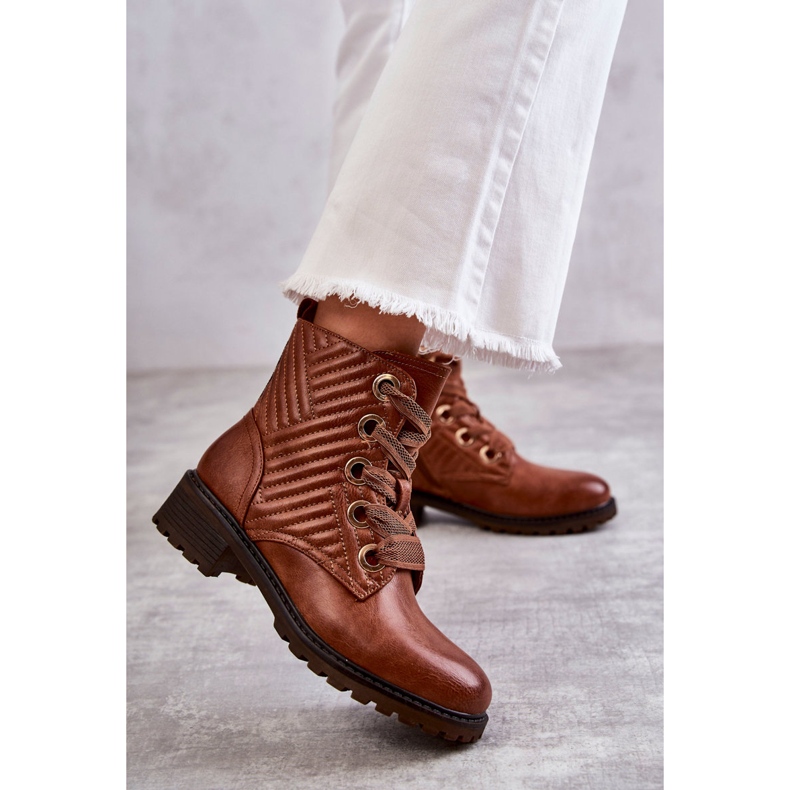 PG1 Nahkaiset tikatut saappaat ruskealla Torino-lämmityksellä 1