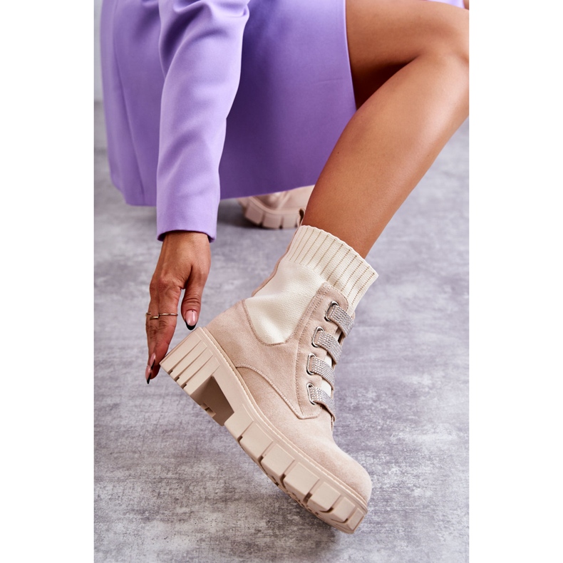 PS1 Hope Beige Suede Slip-On Socks Boots 1