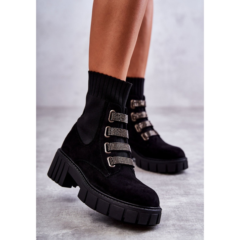 Hope Black Suede Slip-On Socks -saappaat musta 1