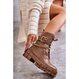 PG1 Muodikkaat Workers-saappaat ruskealla Solesso-ketjulla 1