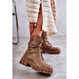 PG1 Muodikkaat Workers-saappaat ruskealla Solesso-ketjulla 2