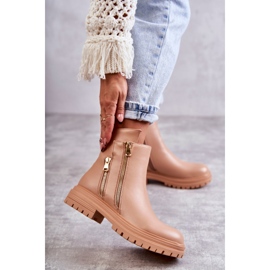 PG1 Naisten nahkasaappaat vetoketjulla beige Navarra 1