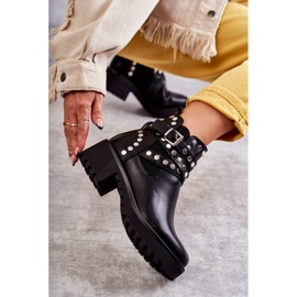 PG1 Naisten nahkasaappaat koristeellisilla napeilla, musta Sanchez 1