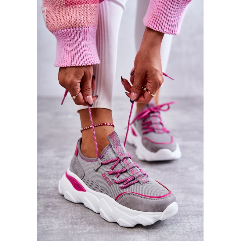 Naisten lenkkarit Memory Foam System Big Star KK274030 harmaa vaaleanpunainen 2