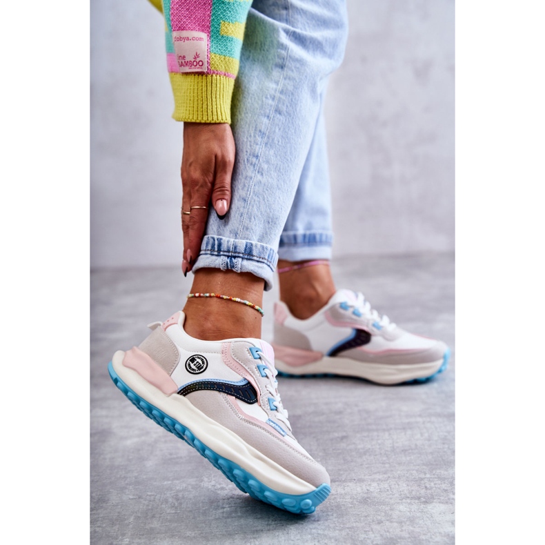 Naisten urheilulenkkarit Big Star KK274097 Valkoinen-Pink vaaleanpunainen harmaa 2