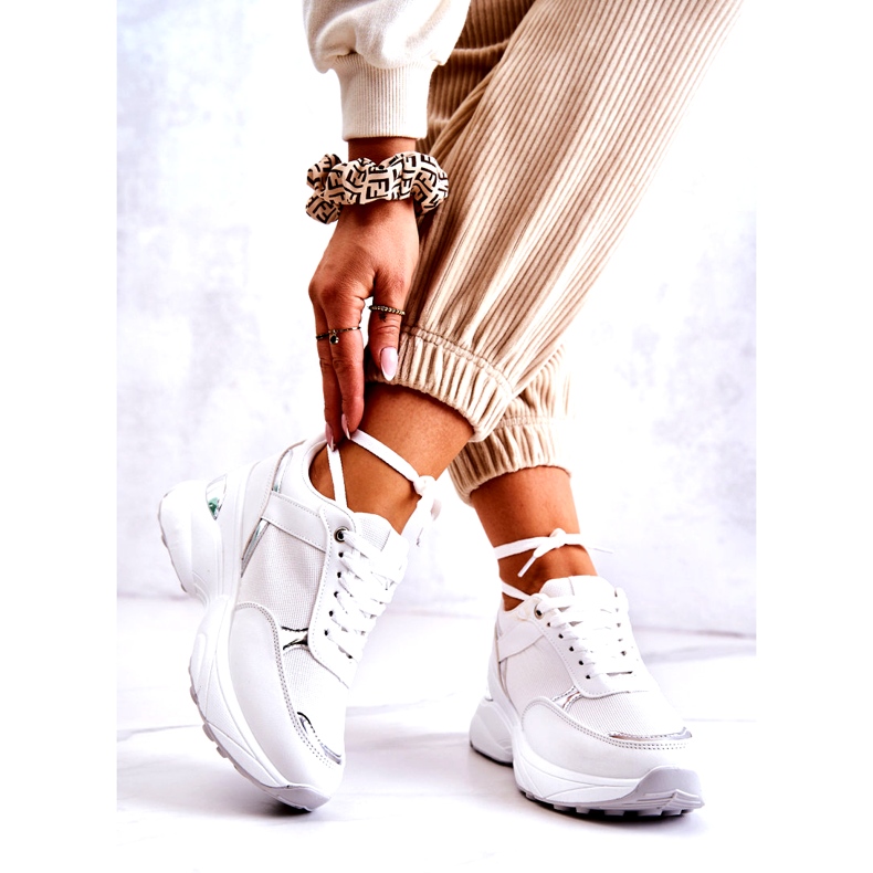 PG1 Naisten kiiltävät urheilukengät kiilalla, valkoinen aktiviteetti 2