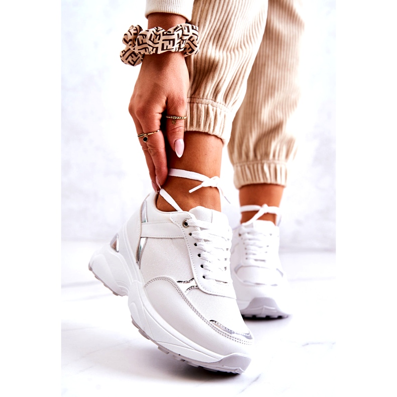 PG1 Naisten kiiltävät urheilukengät kiilalla, valkoinen aktiviteetti 1