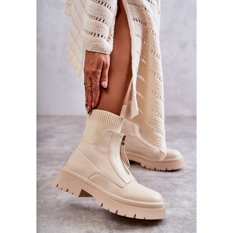 PS1 Naisten sukat Saappaat vetoketjulla beige suojuksella ruskea 1