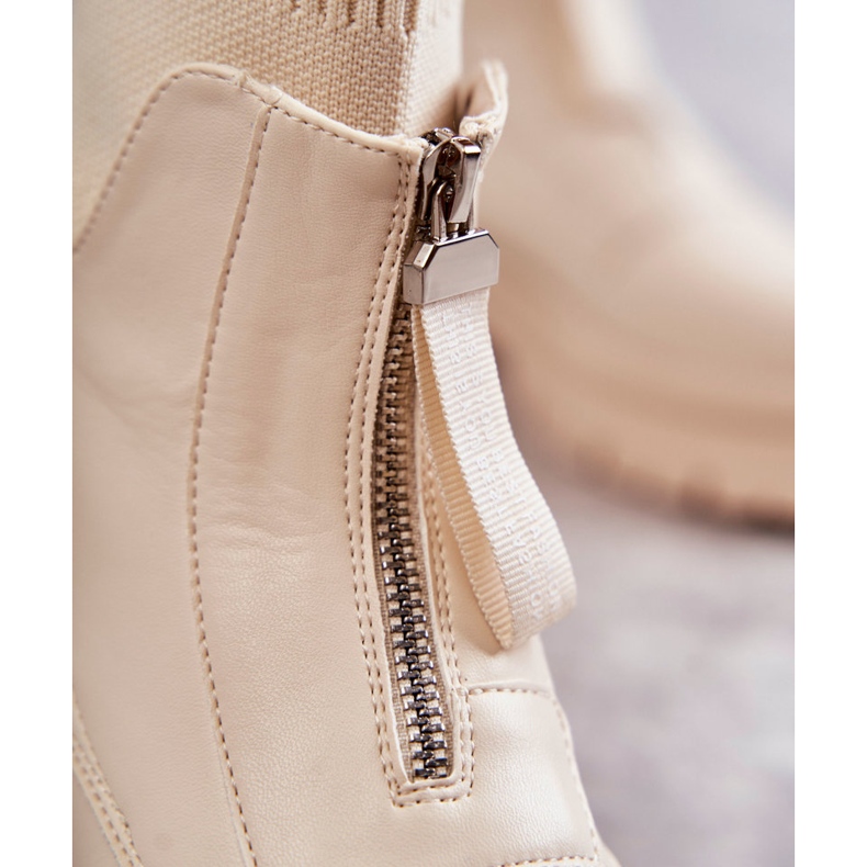 PS1 Naisten sukat Saappaat vetoketjulla beige suojuksella ruskea 2