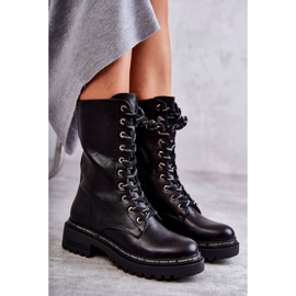 PG1 Korkeat Lämpimät Naisten Saappaat Sidotut Musta Darla 1