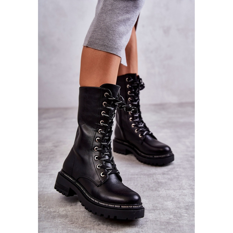 PG1 Korkeat Lämpimät Naisten Saappaat Sidotut Musta Darla 2