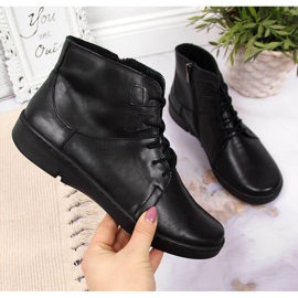 Mukavat eristetty musta nahkasaappaat naisille Łukbut 1816 2