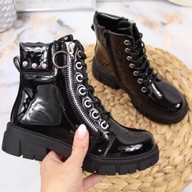 Musta Vinceza mustaksi lakatut eristetyt saappaat tytöille 1