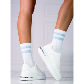 Nauhatut valkoiset Shelovet-urheilukengät ekologisesta valkoisesta nahasta valkoinen 1