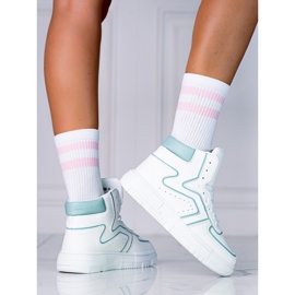 Naisten High Shelovet -lenkkarit ekologisesta valkoisesta ja vihreästä nahasta valkoinen 1