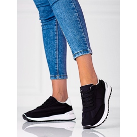 Mukavat naisten Shelovet-kankaiset urheilukengät musta 1