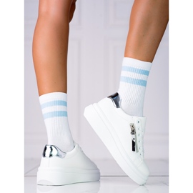 Naisten valkoiset tennarit Shelovet-alustalla koristeellisella vetoketjulla valkoinen 1