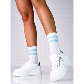 Naisten valkoiset tennarit Shelovet-alustalla koristeellisella vetoketjulla valkoinen 2