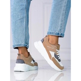 Mukavat naisten Shelovet-lenkkarit paksulla beigenvärisellä alustalla ruskea 1