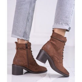 Ruskeat Shelovet-nauhoitetut naisten saappaat ekologisesta mokkanahkasta 1