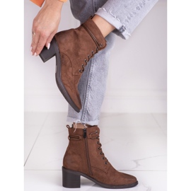 Ruskeat Shelovet-nauhoitetut naisten saappaat ekologisesta mokkanahkasta 2